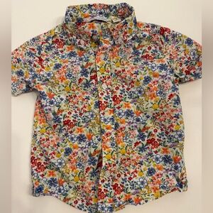 Janie and Jack boys  Multicolor Floral Button Down poplin  Shirt size 4T